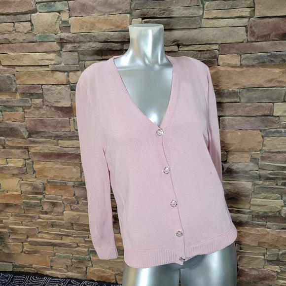 St. John Sport Blush Pink Button Cardigan Large - Picture 9 of 10